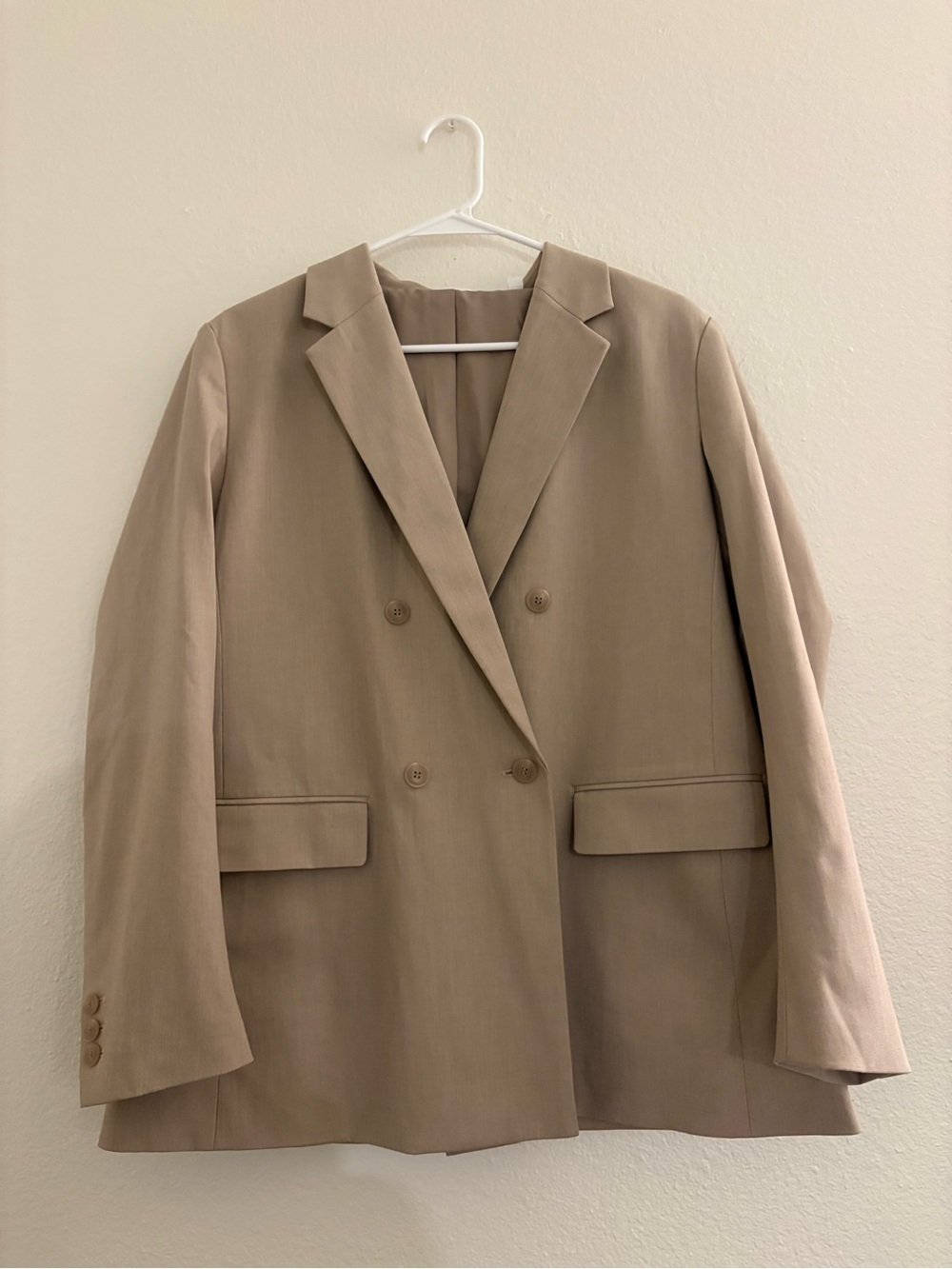 Uniqlo Tan Double Breasted Blazer